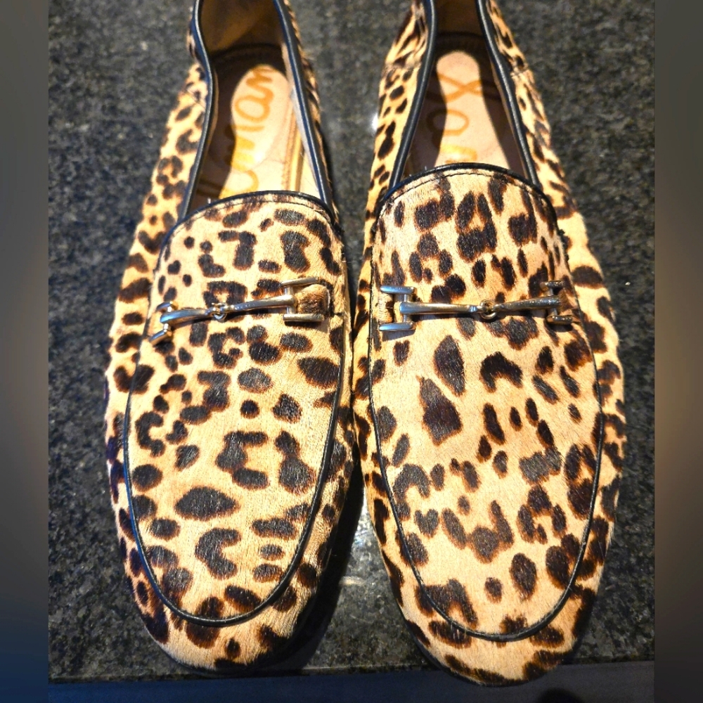 Sam Edelman Brown and Black Loafers with Chic Animal Print